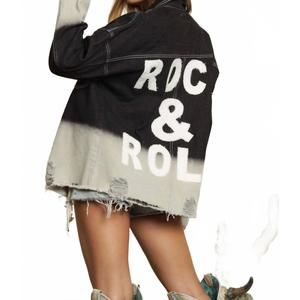 NEW BLUE BUTTERCUP distressed rock and roll jacket in black